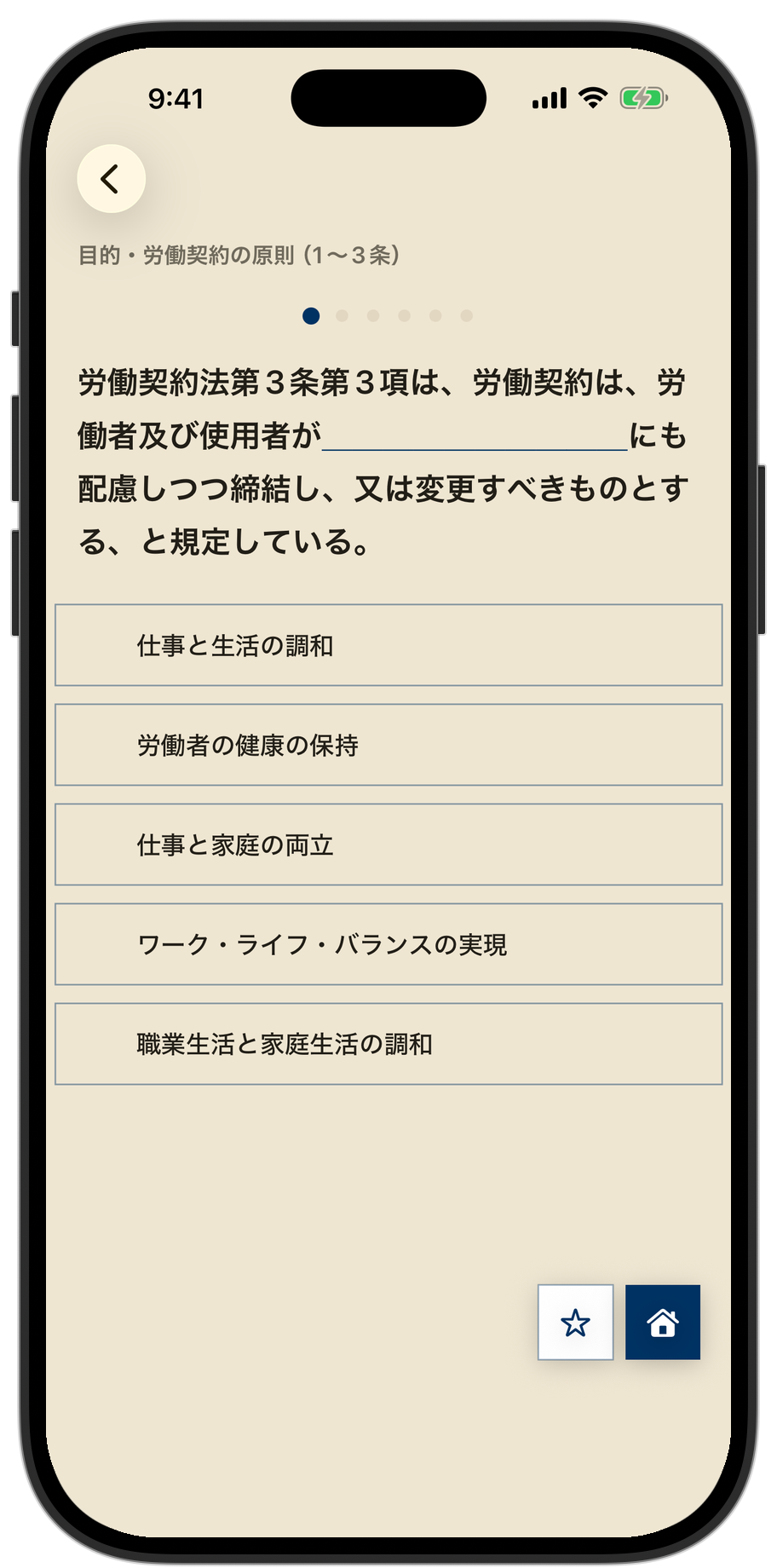 一問一答モードの解答画面